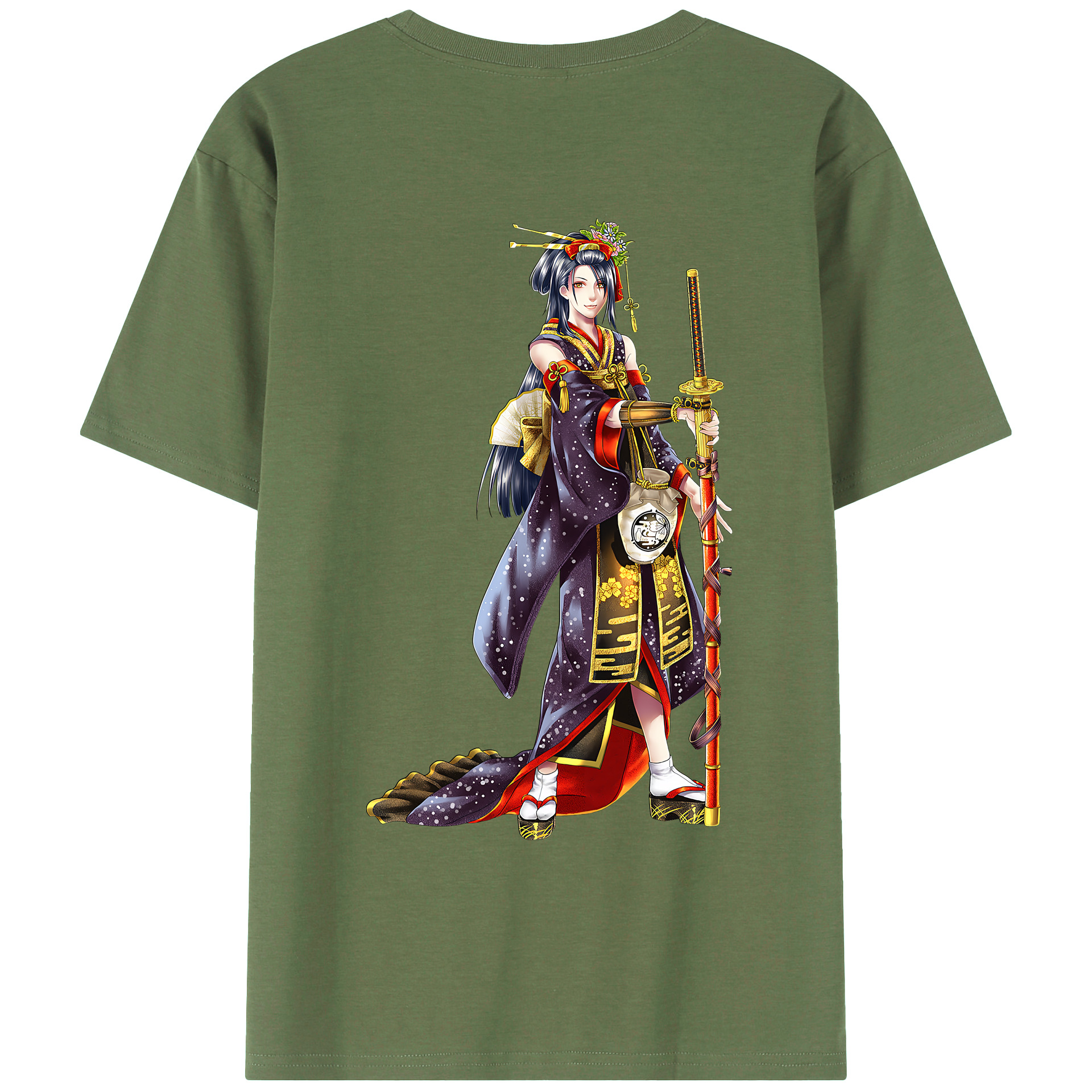 （画像用） 刀剣乱舞 Touken Ranbu 綿100％ メンズ半袖Tシャツ（バックプリント） 通気性